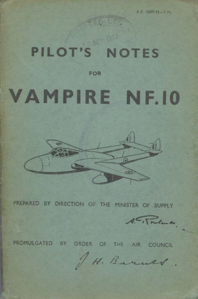 De Havilland Dh Dh Dh Vampire Flight Manuals