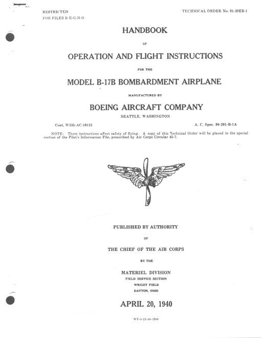 Flight and Maintenance manual for the Boeing B-17 Flying Fortress