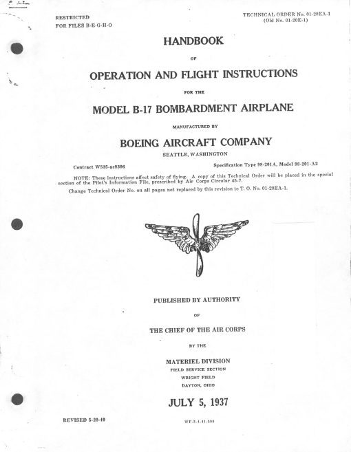 Flight and Maintenance manual for the Boeing B-17 Flying Fortress