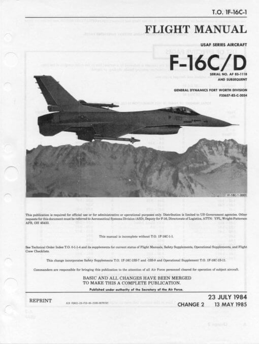 Flight Manual for the General Dynamics Lockheed Martin F-16 Fighting Falcon