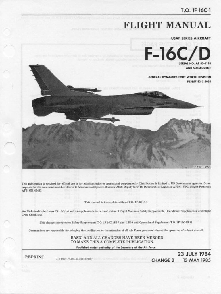 GENERAL DYNAMICS F-16 FIGHTING FALCON - Flight Manuals