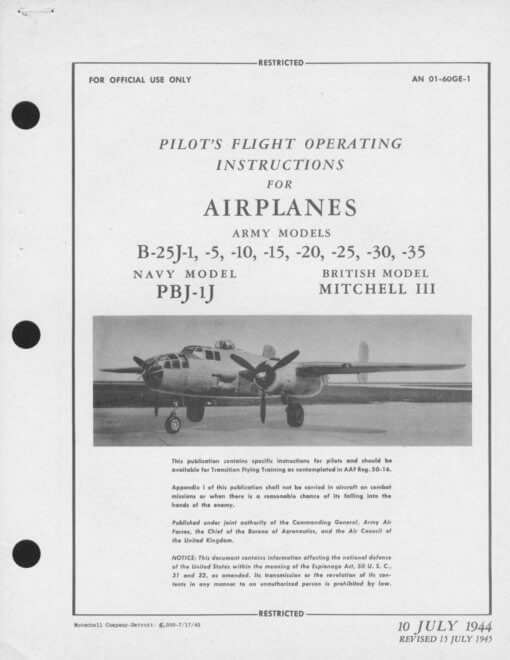 NORTH AMERICAN B-25 MITCHELL - Flight Manuals