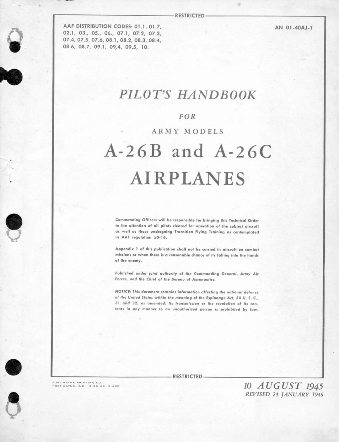 DOUGLAS A-26 INVADER - Flight Manuals