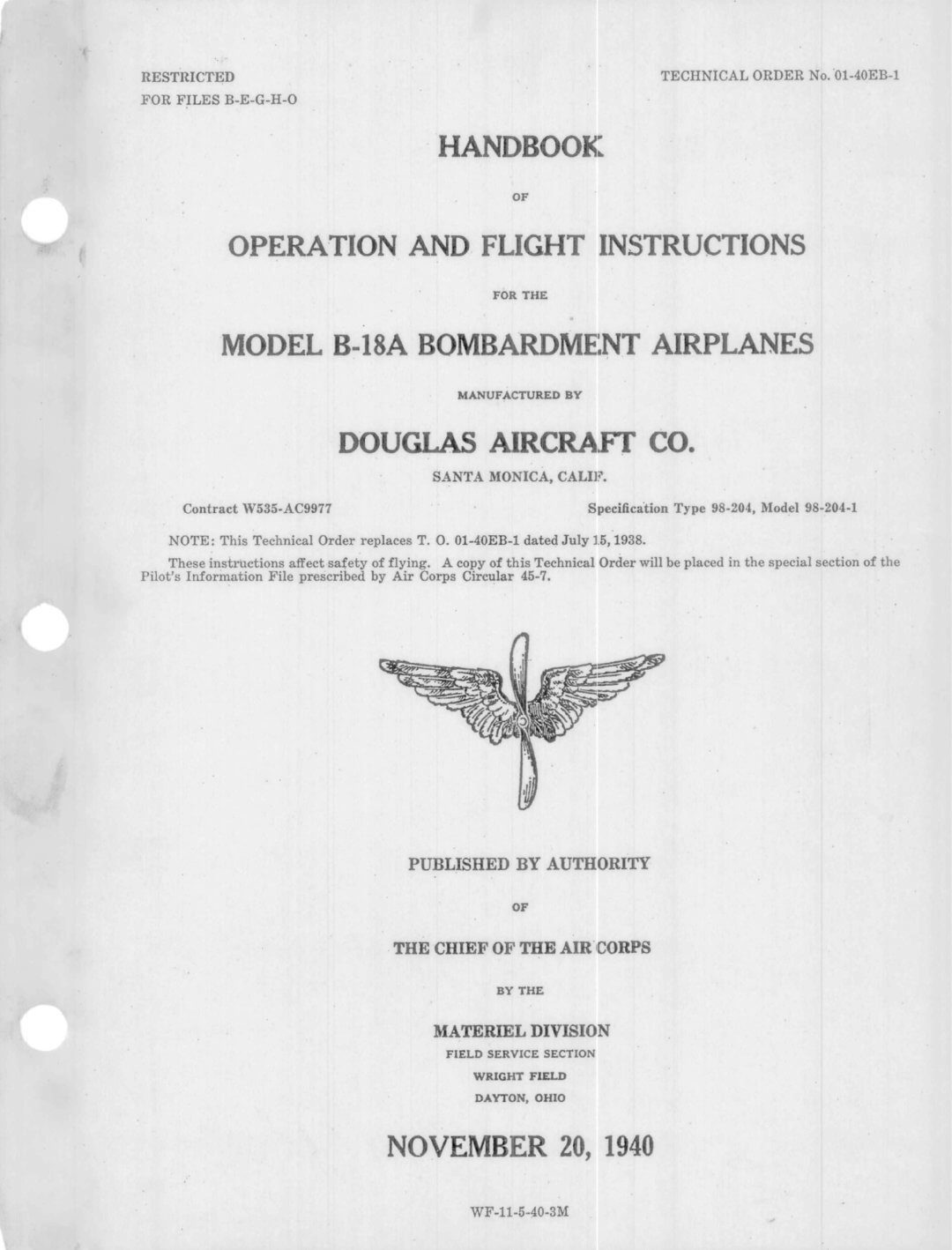 DOUGLAS B-18 BOLO - Flight Manuals