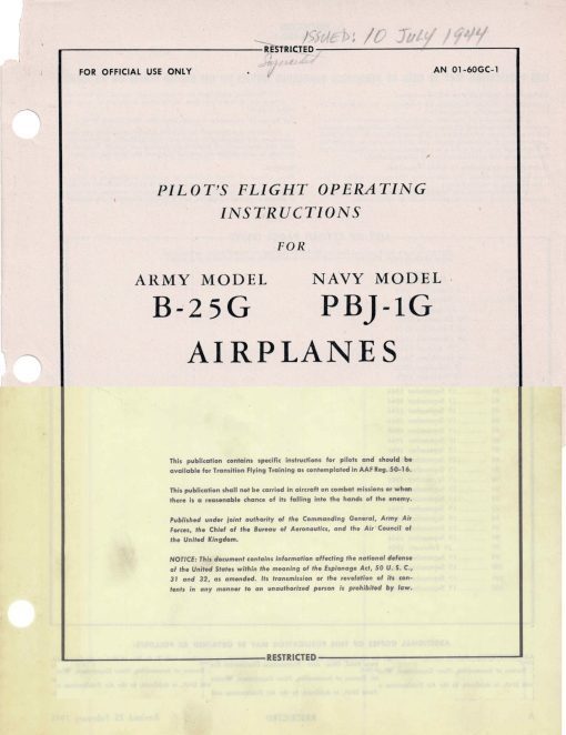 Flight Manual for the North American B-25 Mitchell