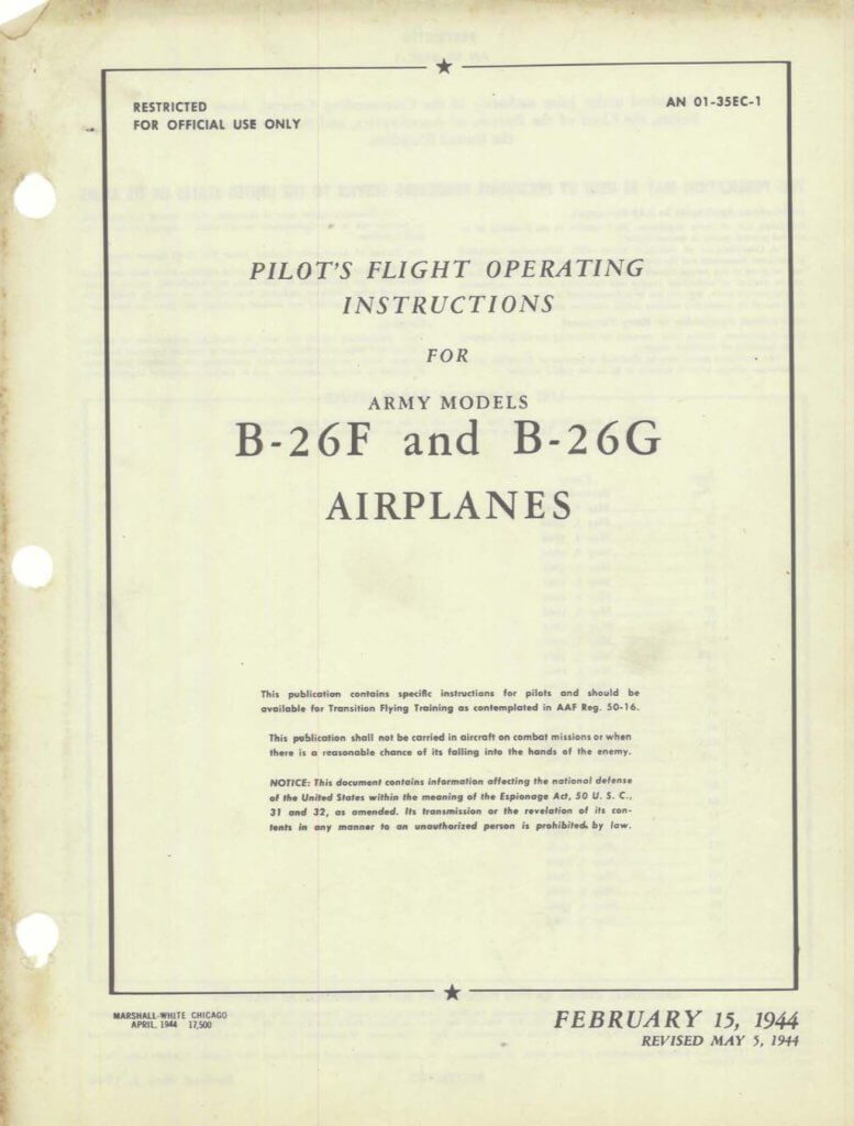 MARTIN B-26 MARAUDER - Flight Manuals