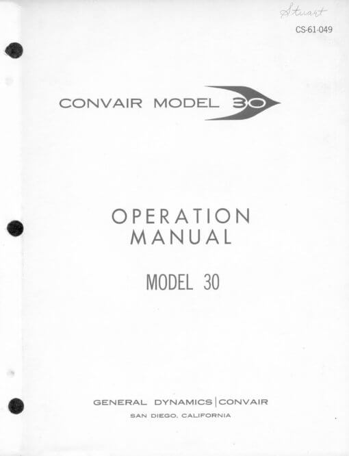 Flight Manual for the Convair CV990