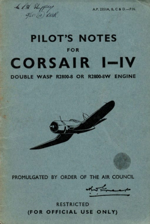 Flight Manual for the Vought F4U Corsair