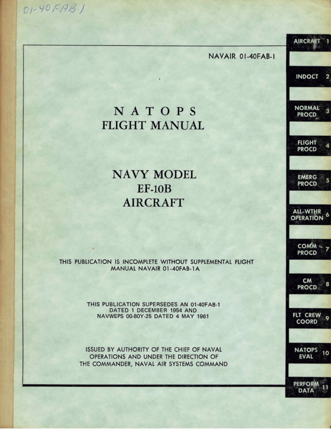 DOUGLAS F3D SKYKNIGHT (EF-10B) - Flight Manuals