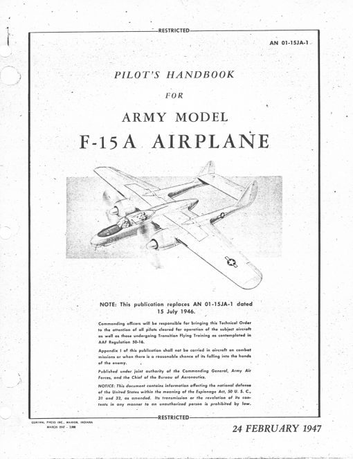 Flight Manual for the Northrop P-61 Black Widow