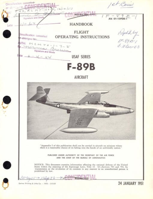 Flight Manual for the Northrop F-89 Scorpion