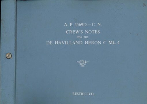 Flight Manual Pilots notes for the De Havilland DH114 Heron