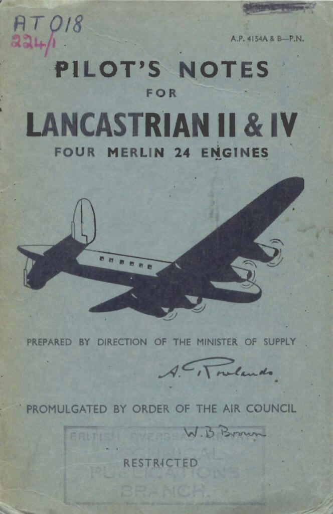 AVRO 691 LANCASTRIAN - Flight Manuals