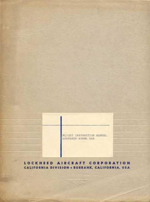 Flight Manual for the Lockheed 12 Electra Junior C-40