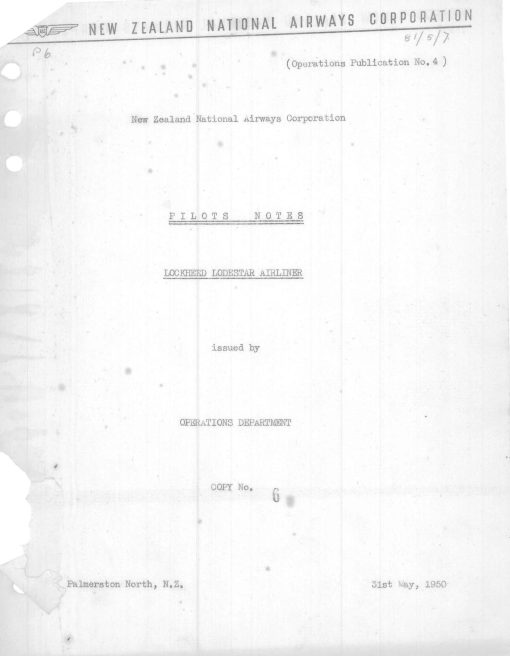 Flight Manual for the Lockheed 18 Lodestar