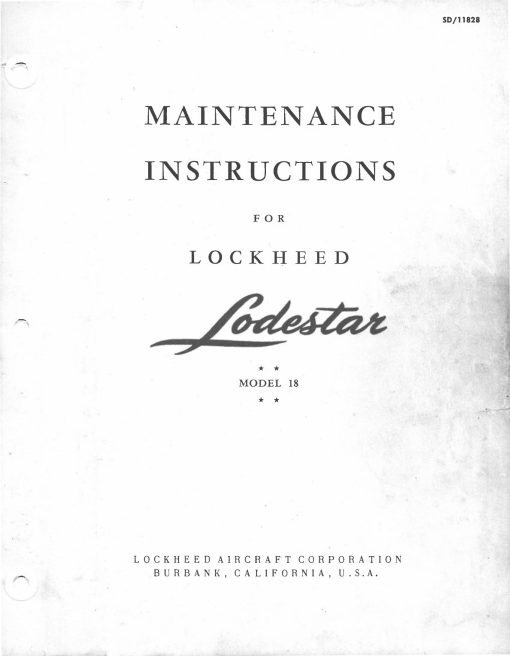 Flight Manual for the Lockheed 18 Lodestar