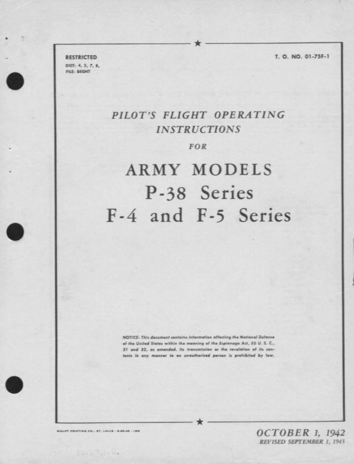 Flight Manual for the Lockheed P-38 Lightning