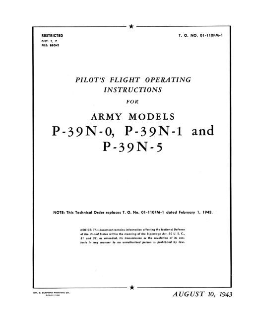 Flight Manual for the Bell P-39 Airacobra