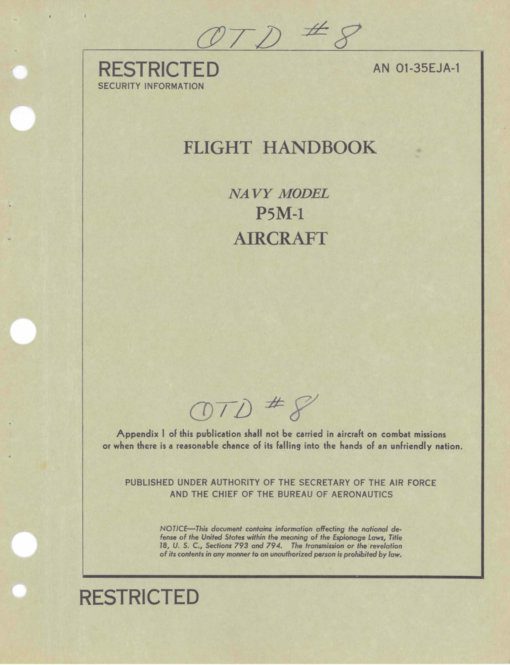 Flight Manual for the Martin P5M Marlin