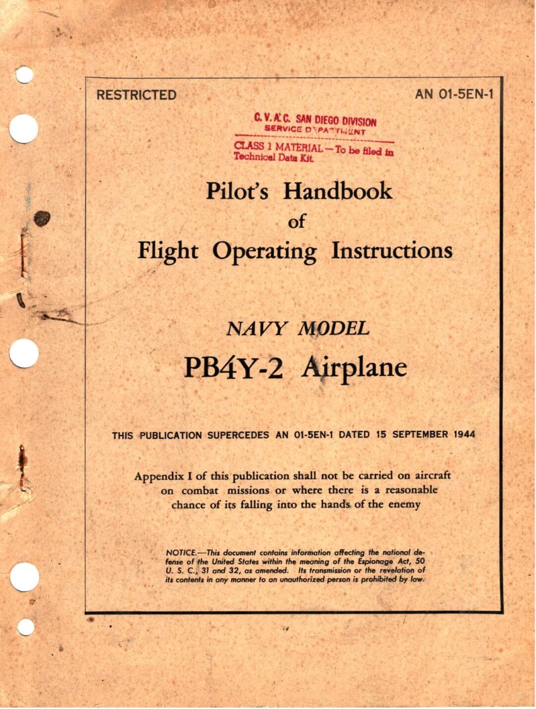 CONSOLIDATED B-24 LIBERATOR - Flight Manuals