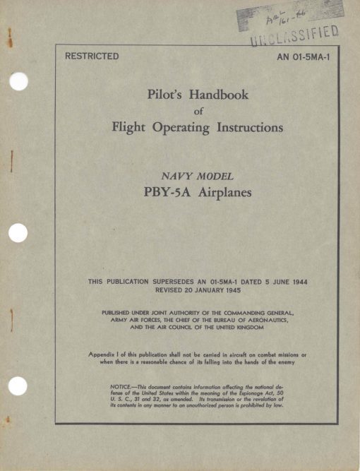 Flight Manual for the Consolidated PBY Catalina