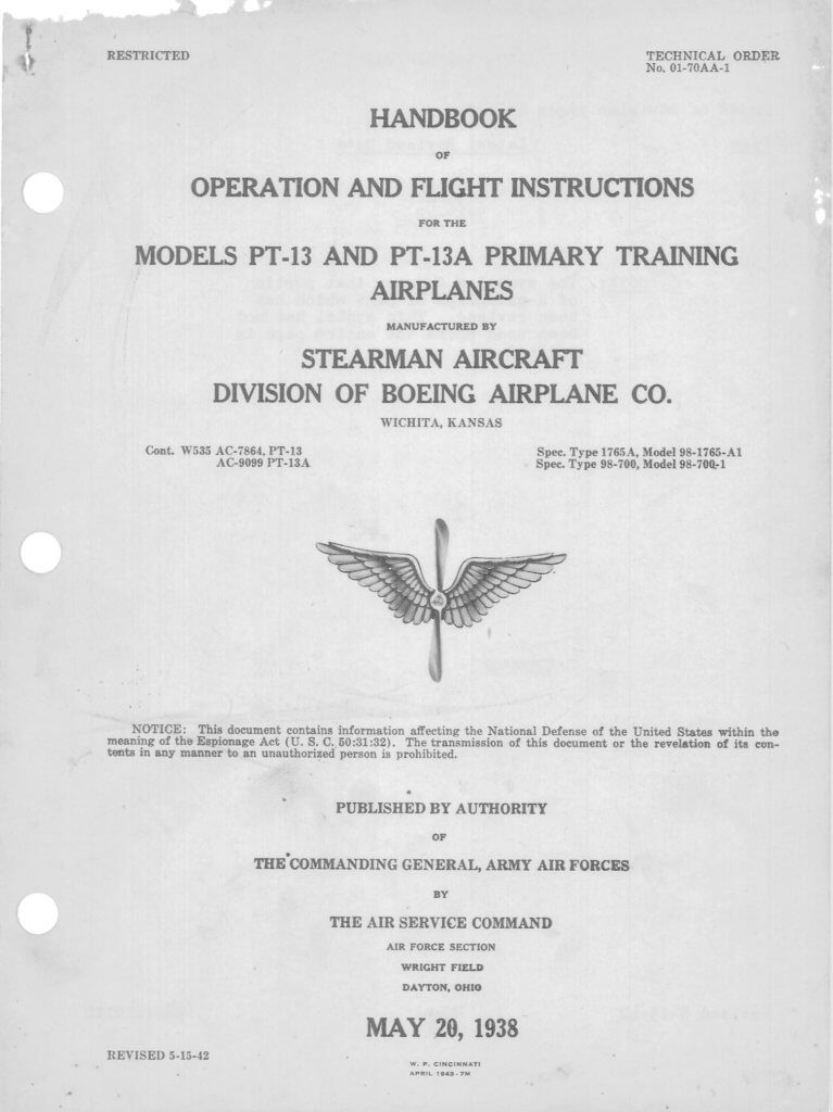 PT-13, 13A-Flight-cover - Flight Manuals