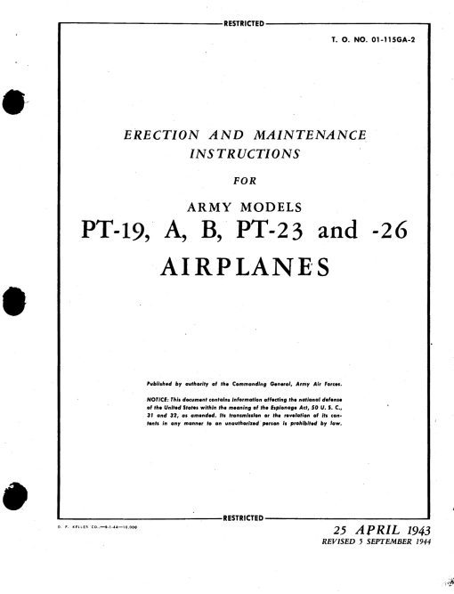 Flight Manual for the Fairchild M62 PT-21 PT-23 PT-26