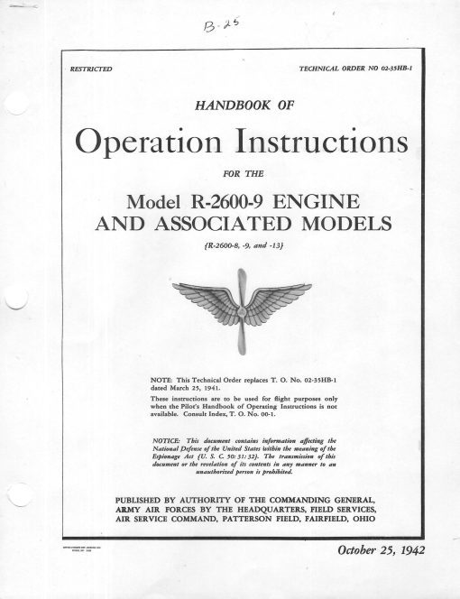 Flight Manual for the North American B-25 Mitchell