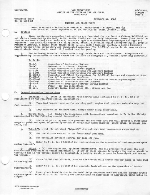 Flight Manual and maintenance manual for the Consolidated B-24 Liberator PB4Y-1 PB4Y-2