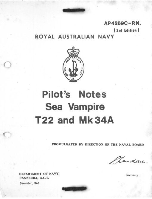 Flight Manual for the De Havilland Vampire