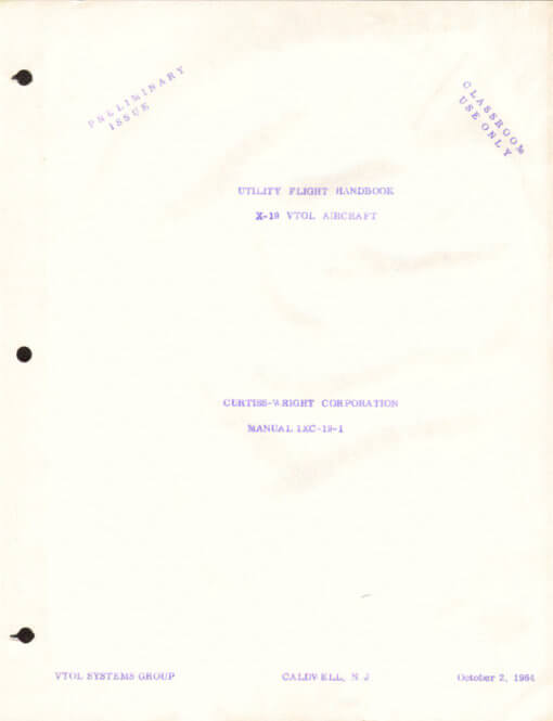 Flight Manual for the Curtiss X-19