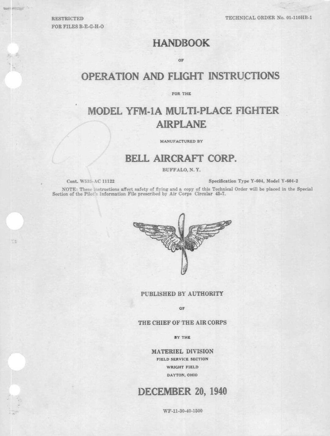 BELL YFM-1 AIRACUDA - Flight Manuals