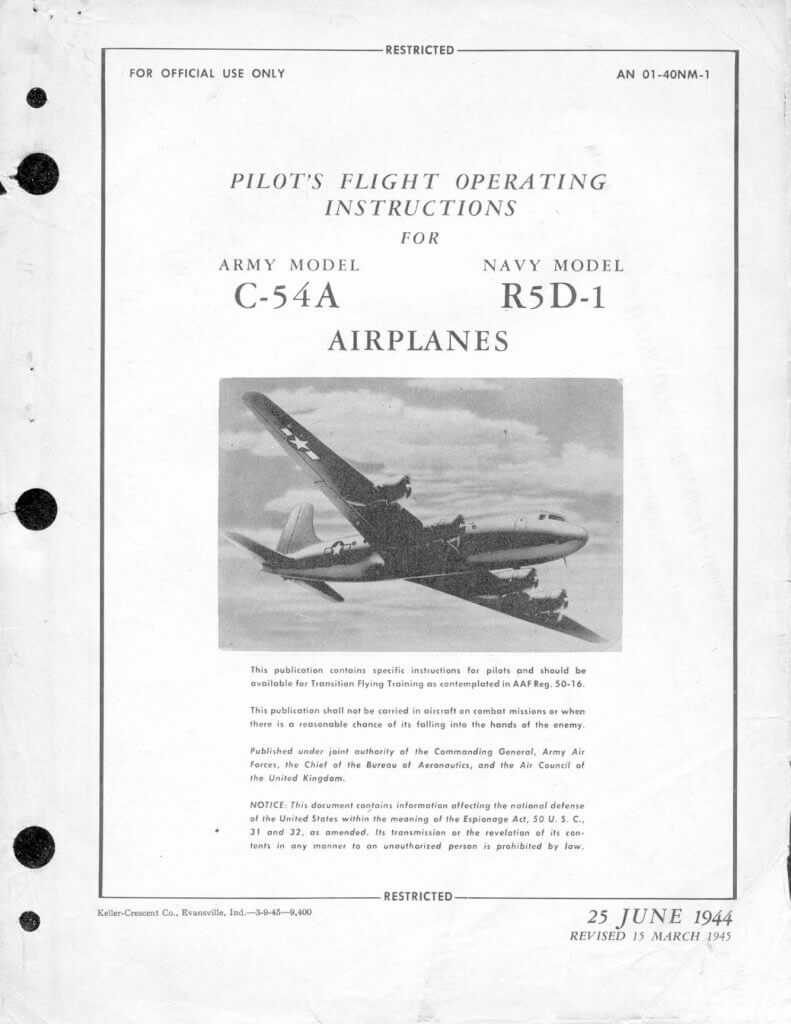 DOUGLAS DC-4 (C-54) - Flight Manuals