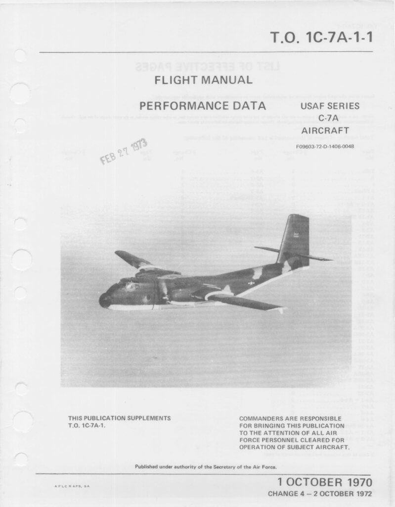 De HAVILLAND CANADA DHC-4 CARIBOU (CV-2, C-7) - Flight Manuals