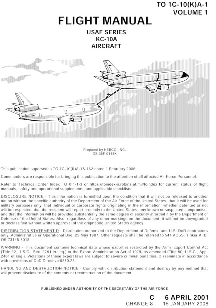 McDONNELL-DOUGLAS KC-10A EXTENDER - Flight Manuals