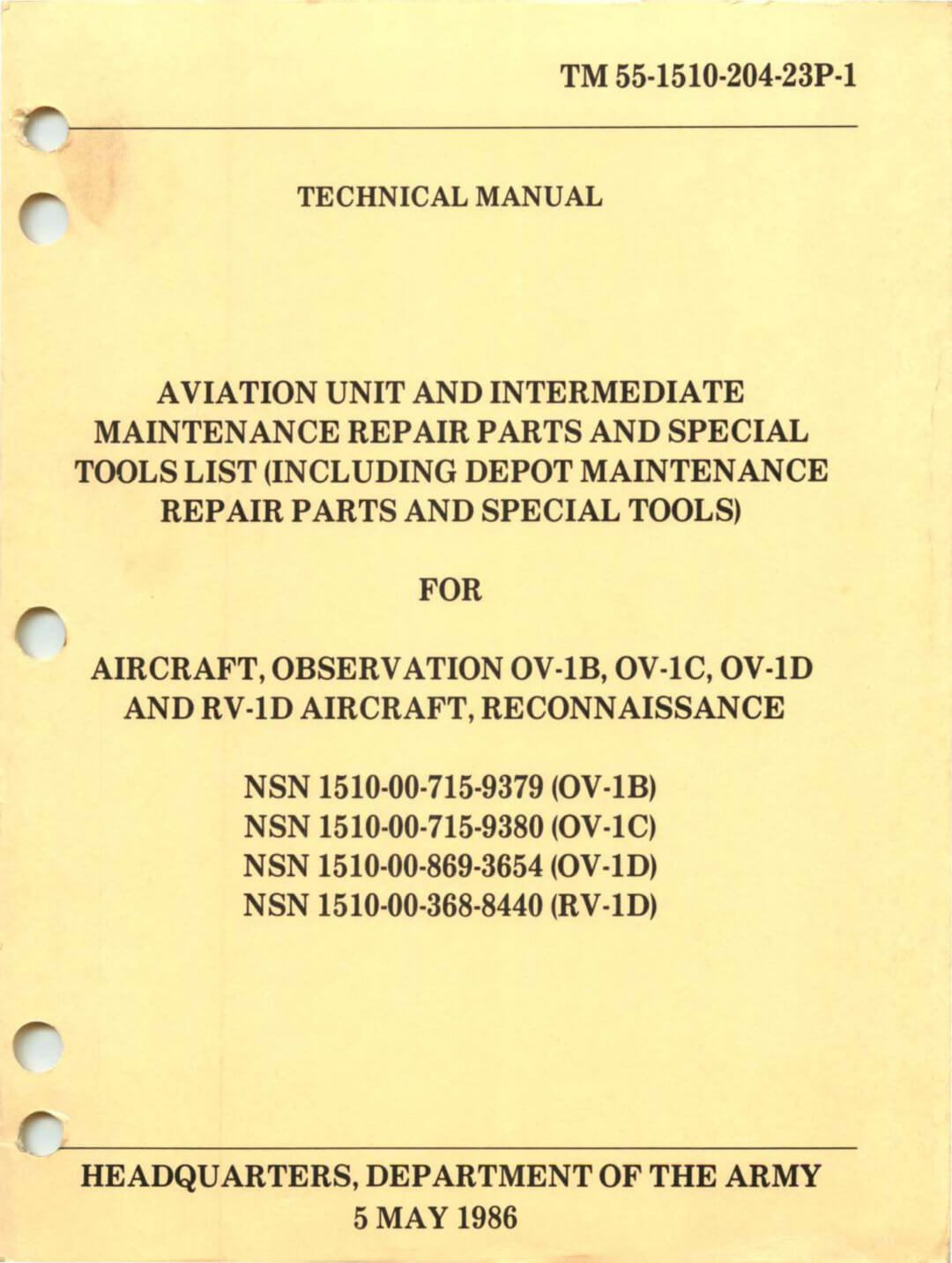 GRUMMAN OV-1 MOHAWK - Flight Manuals