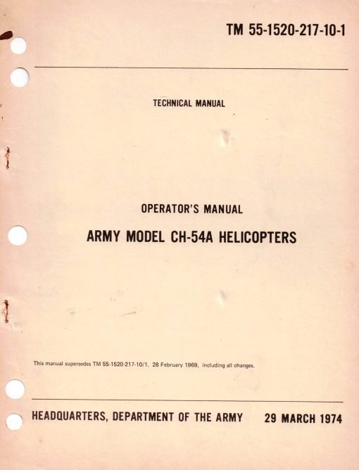 Flight Manual for the Sikorsky CH-54 Skycrane