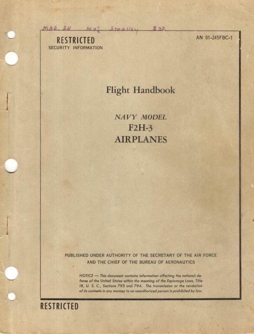 Flight Manual for the McDonnell F2H Banshee