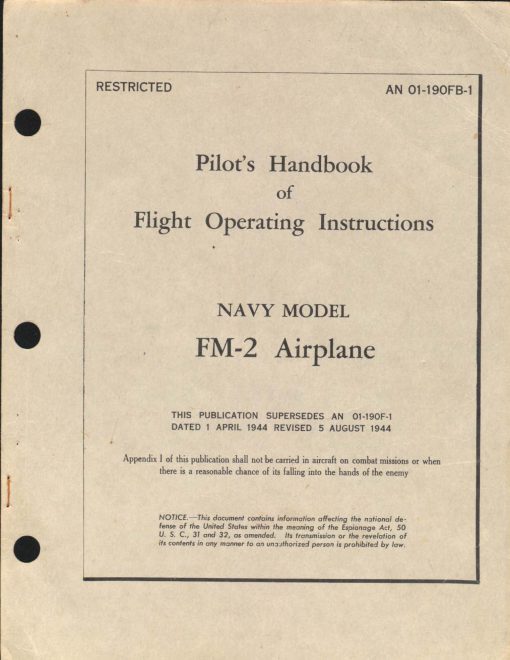 Flight manual for the Grumman F4F Wildcat