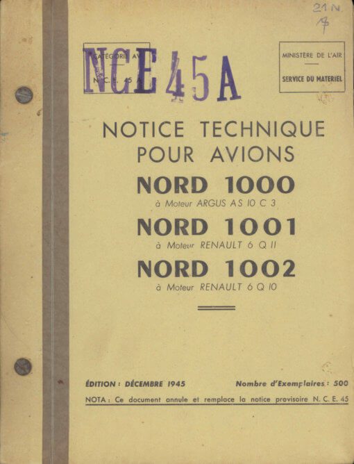 Flight Manual for the Nord 1000 1001 1002 Pinguoin