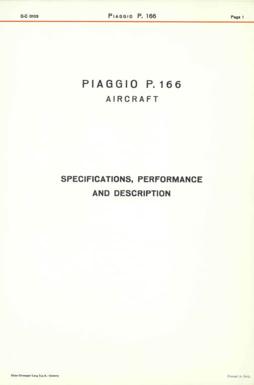 Flight Manual for the Piaggio P166 Portofino