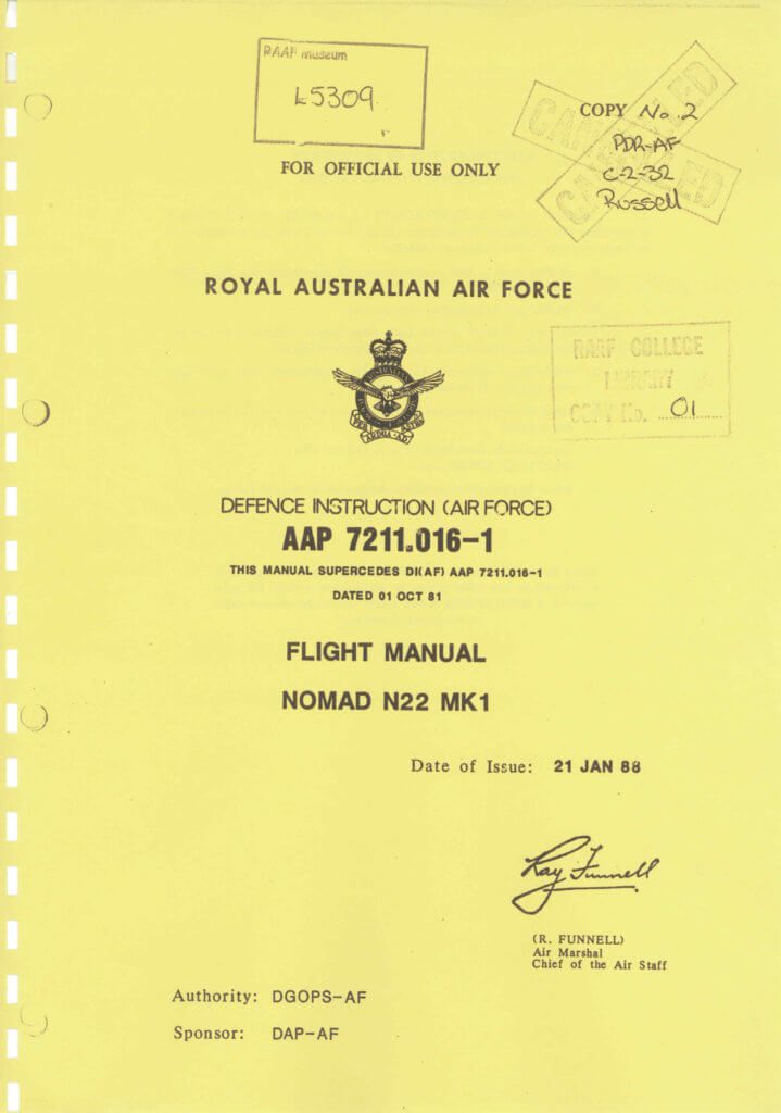 GAF N22 / N24 NOMAD - Flight Manuals