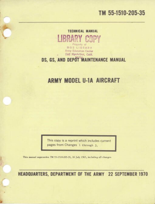 Flight Manual for the De Havilland Canada DHC-3 U-1A Otter