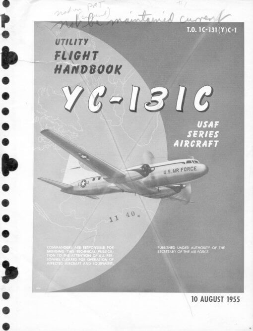 Flight Manual for the Convair T-29 C-131 240 340 440 540 580 Cosmopolitan