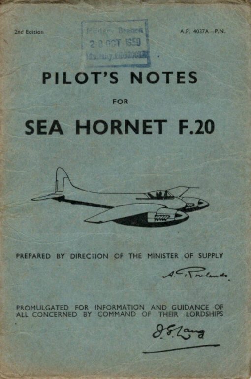 Flight Manual for the De Havilland DH103 Hornet and Sea Hornet