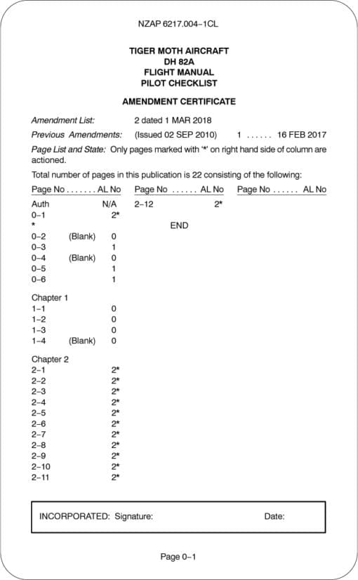 Flight Manual for the De Havilland DH82 Tiger Moth