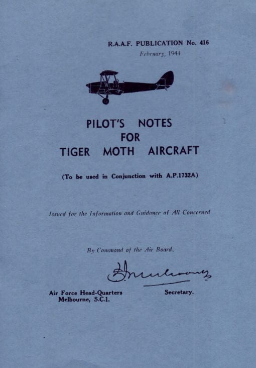 Flight Manual for the De Havilland DH82 Tiger Moth