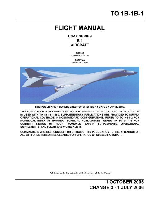 Flight Manual for the Rockwell B-1