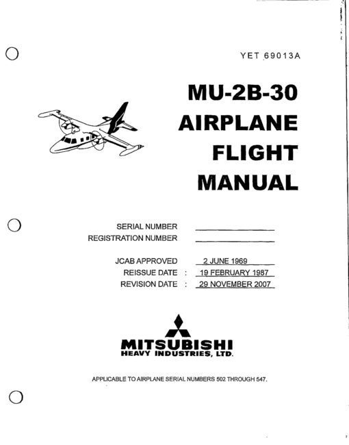 Flight Manual for the Mitsubishi Mu-2