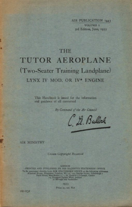 Flight Manual for the Avro Type 621 Tutor